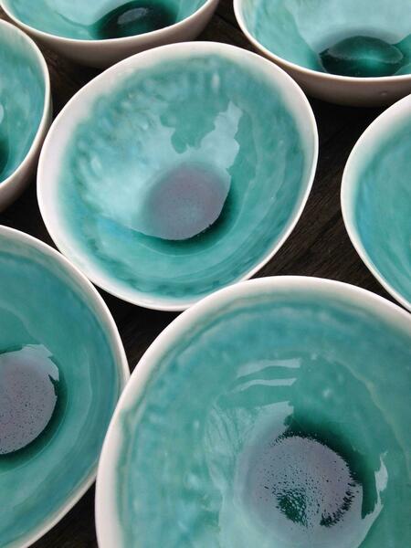Turquoise porcelain bowls.