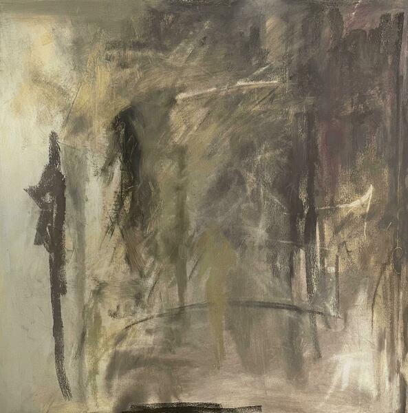 Oil and chalk on canvas. 100 x 100cm.