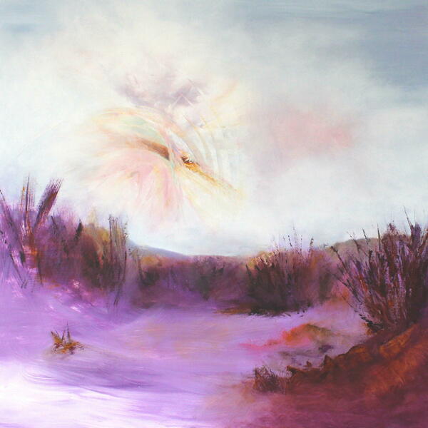 Breathe by Paula Perry winter sand dunes purple pink blue oil painting