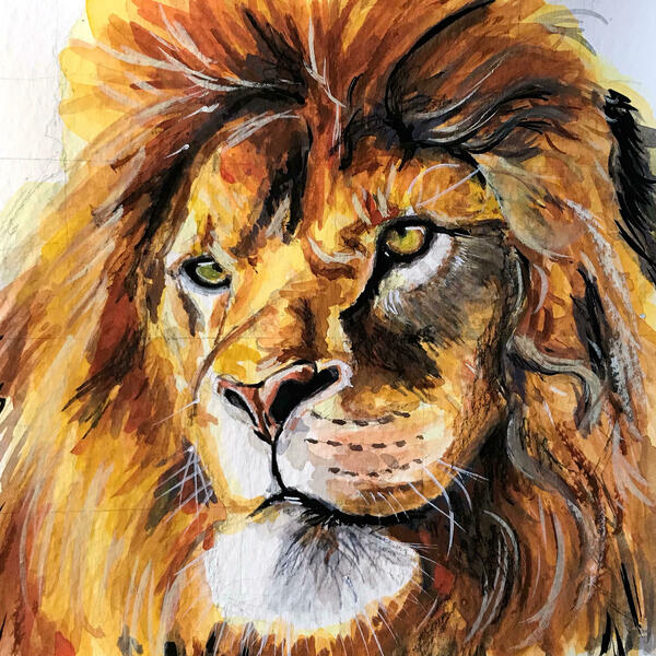Painting of a Lion's head
