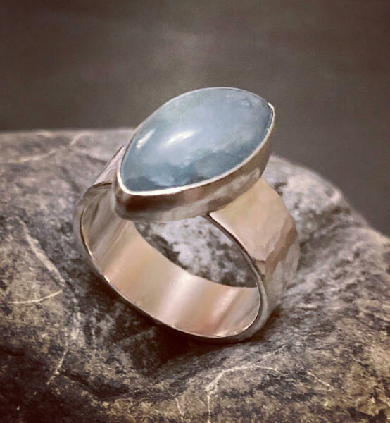 Aquamarine and silver ring