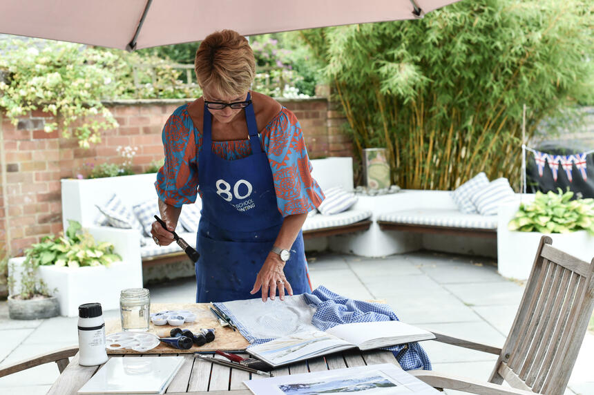 Anna Clarke Eco Painting on Clothing outdoors 