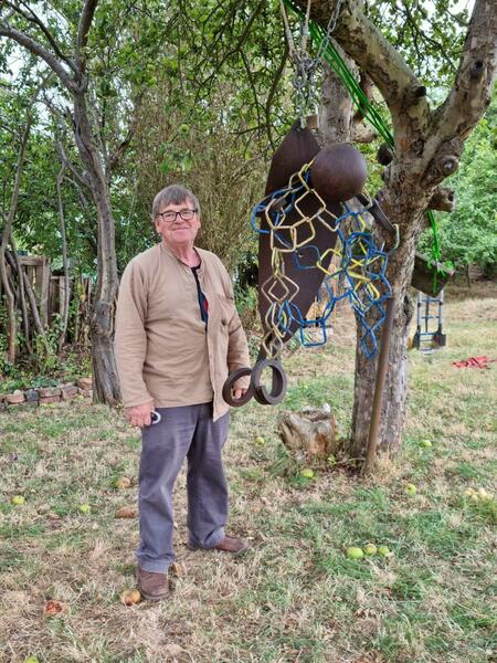 David with sculpture at St Mary's Allotments