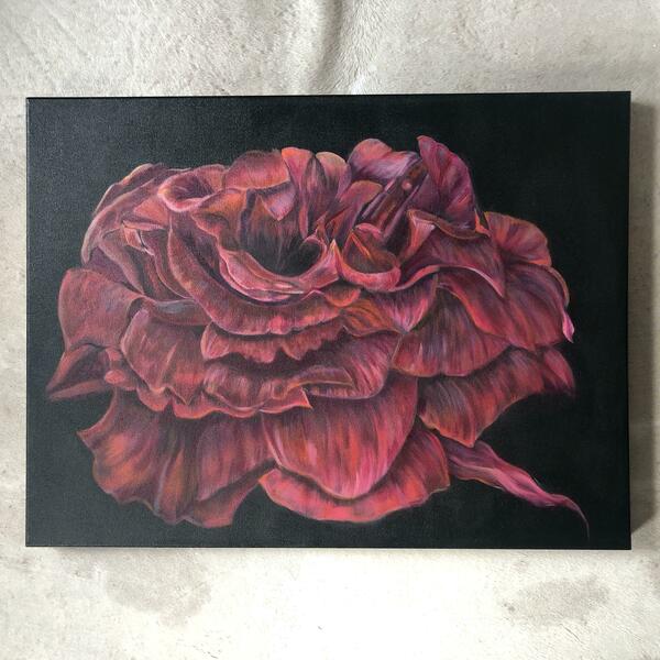 Acrylic red rose by Sarah Horne 