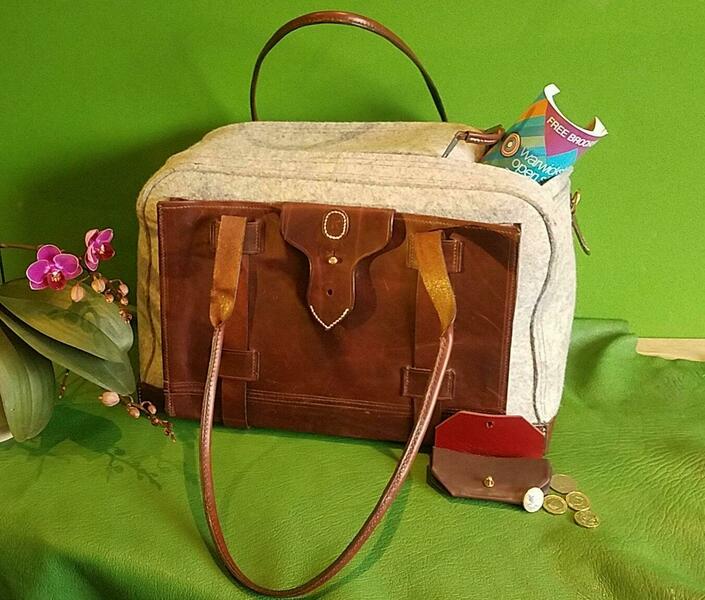 Leather and Felt Weekender with Laptop Case