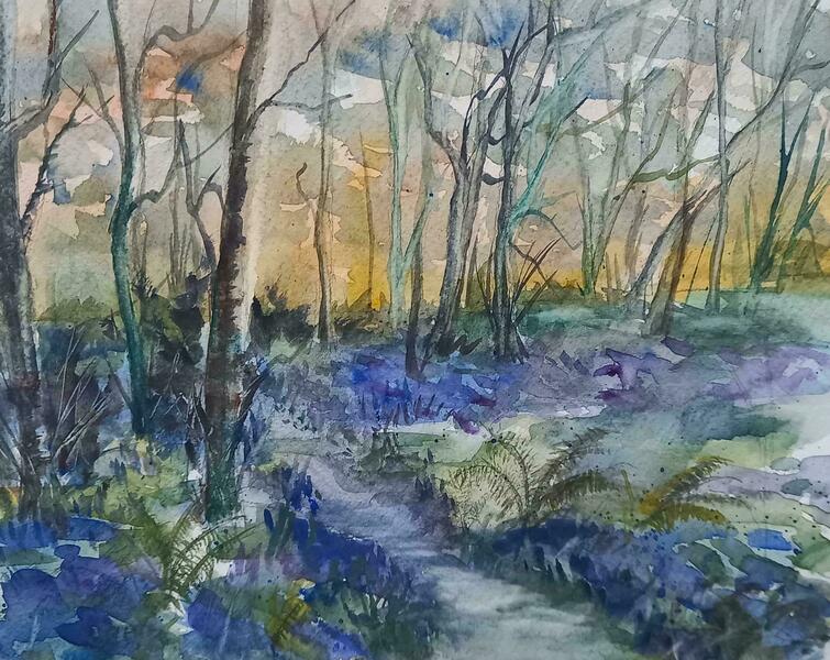 Bluebell Woods in Warwickshire watercolour
