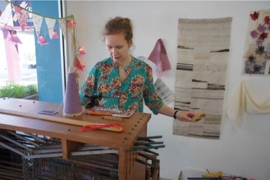 Weaving on a 16 shaft Harris Loom