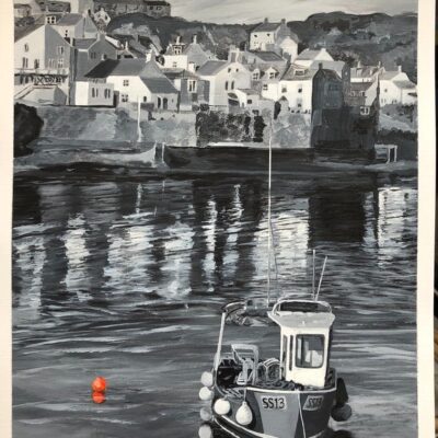 Cecilia Lane - Red Buoy in Staithes Harbour - Acrylic on paper