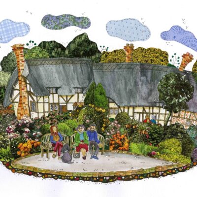 DISH Design Studio - Anne Hathaway's Cottage - Collage and watercolour