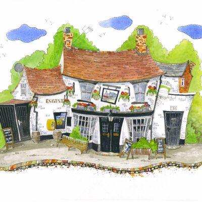 DISH Design Studio - The Engine Kenilworth - watercolour and collage