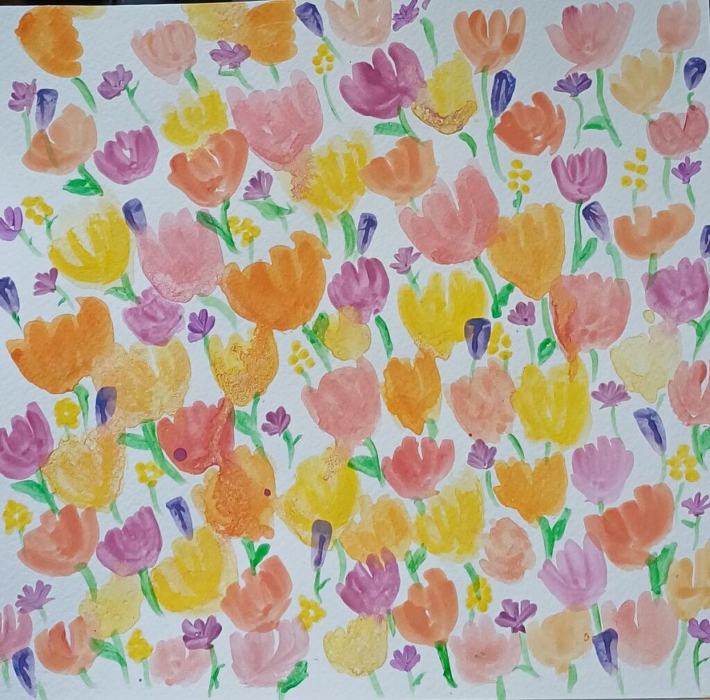 Practicing small flower shapes