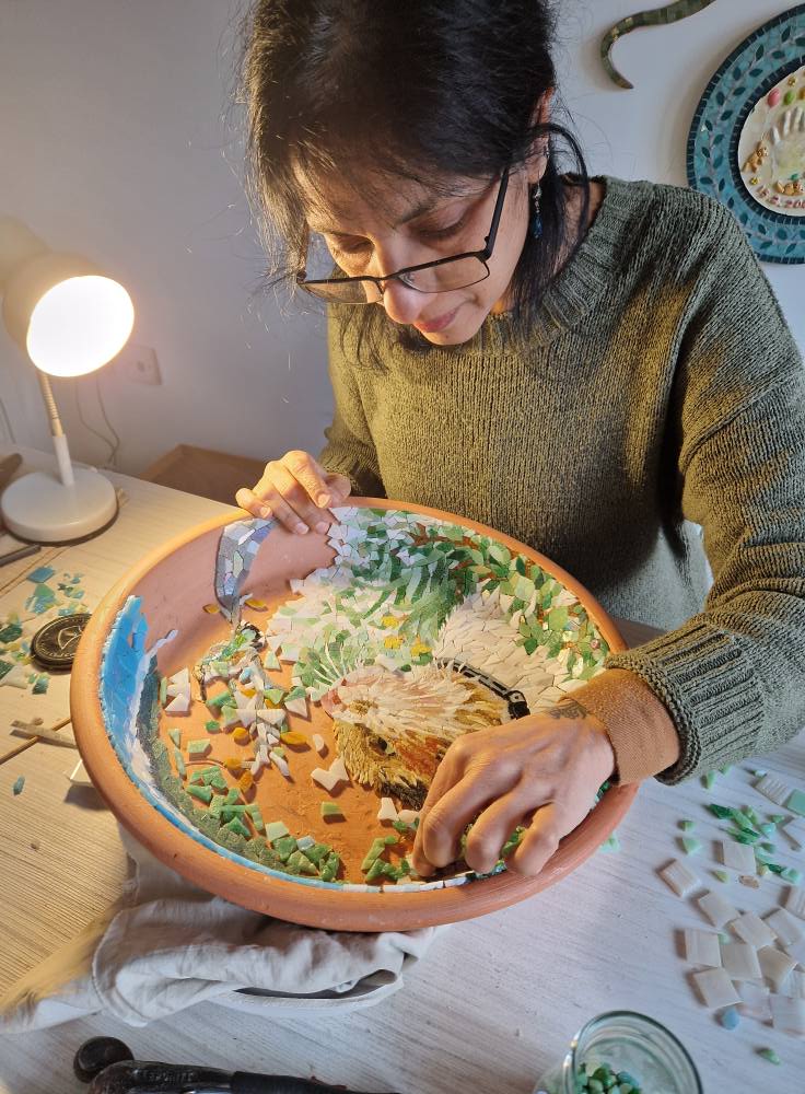 Molly Cat Portrait Commission on a 16 inch terracotta bowl