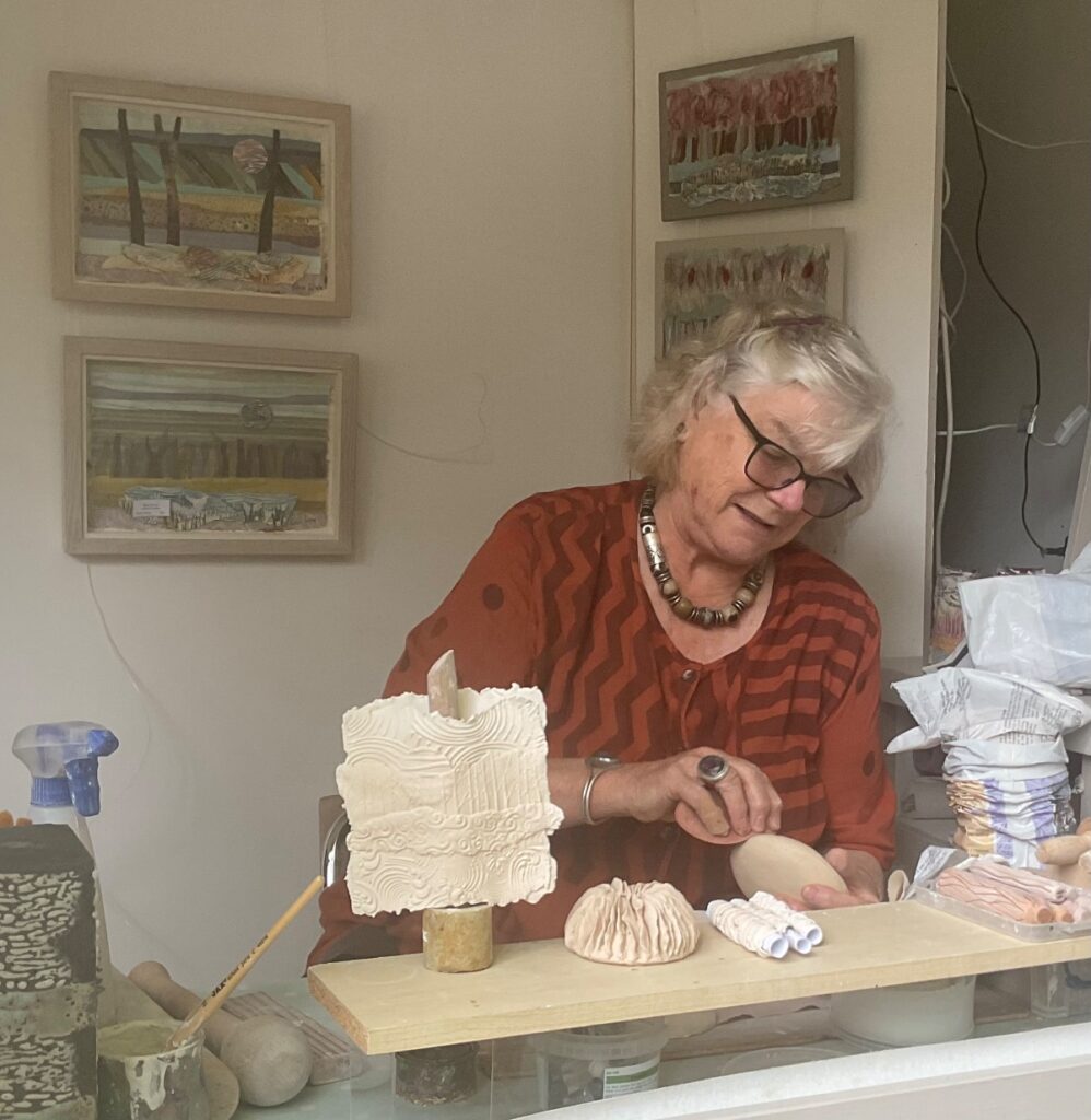 Robin working in her garden Studio