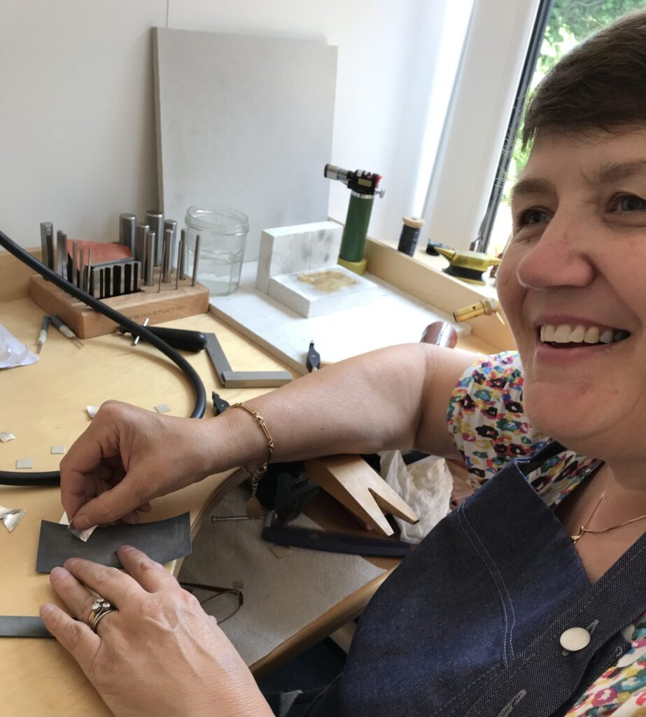 Creating my unique design contemporary silver jewellery at my bench