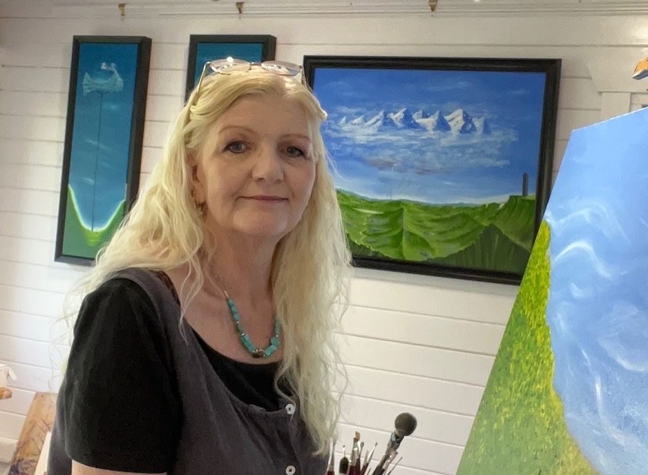 Caroline Walsh-Waring working in her artists studio