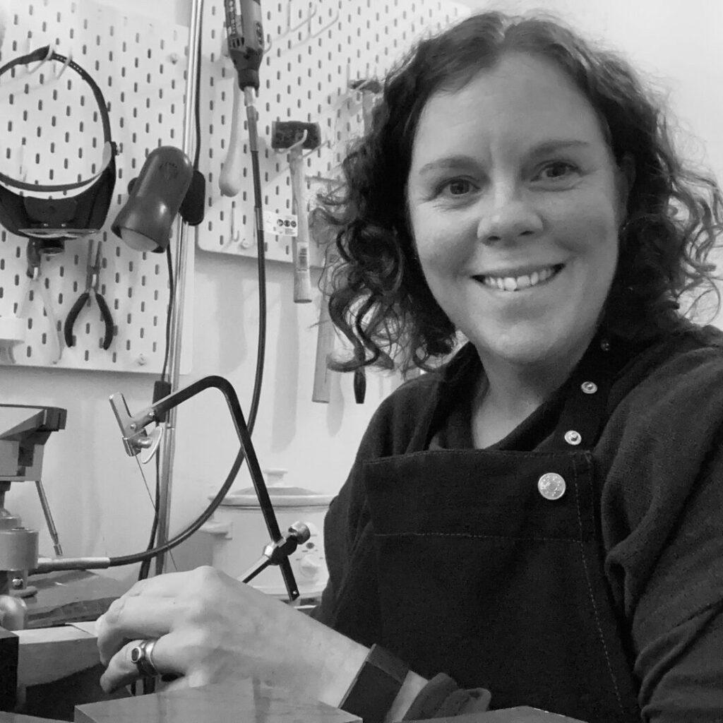 Victoria Noyes jeweller sitting at bench