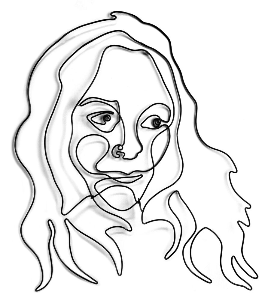 Jane Tilley portrait using one continuous unbroken piece of wire
