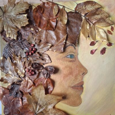 Nothing Gold can Last - by Janet Byrne - Metallic gold and copper acrylic paint and mixed media