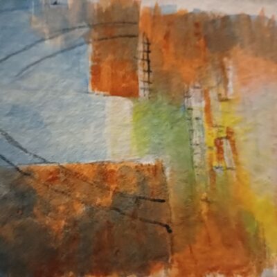  Abstract harbour and low tide, sun setting in the sky