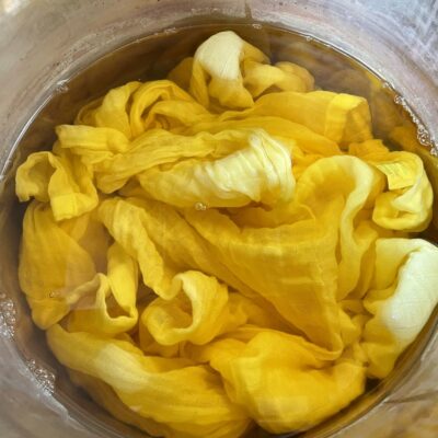 Textiles in the dye bath