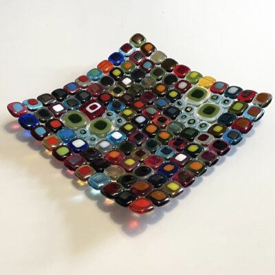 Jewels - Square Plate - Fused Glass - Multi Colours
