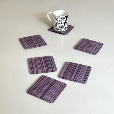 Stripes - Coasters - Set of Six - Fused Glass - Pink, Purple