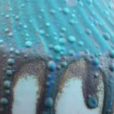 Close Up Showing Chemical Reaction Of Overlapped Glazes