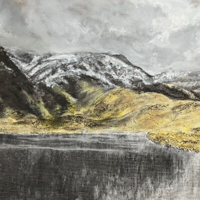 @Cwm Idwal Snow' mixed media on canvas board, available to view and purchase at Venue 26, or contact sweetlimeart@gmail.com