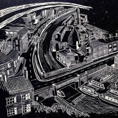  View over Longport- Lino cut