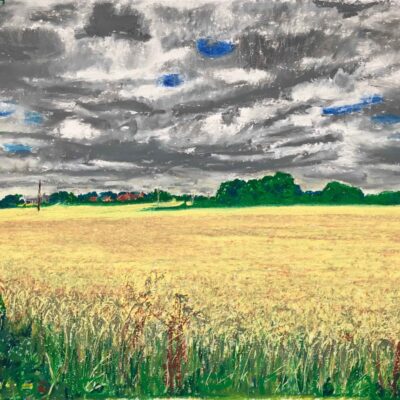 Gathering Clouds Over the Golden Corn; £785; 68x55cm; oil pastel