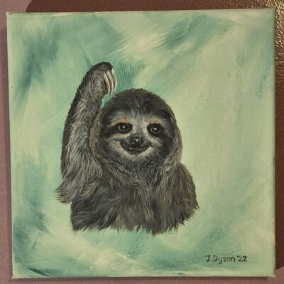 Sloth painted in acrylic on canvas