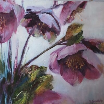 Helebores. Oil on Canvas. 30 x 30cm