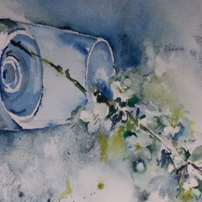 Watercolour. Blossom inspired by Van Gogh
