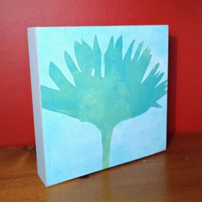  Original artworks mounted on wooden blocks in a variety of sizes.