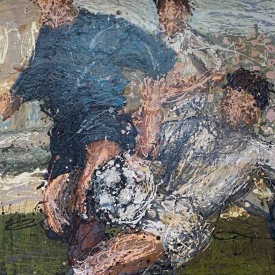 Popi K 'Football' Oil and Acrylic on canvas 80 x100 cm