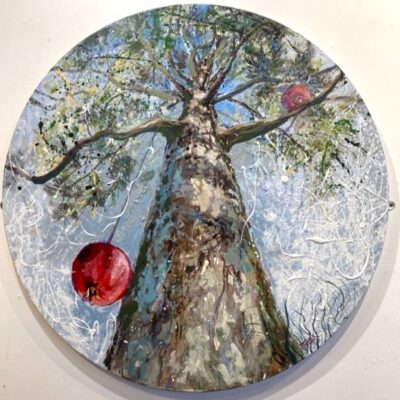 Popi K 'Look Up' Encaustic on wood 30 x20 cm