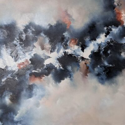 When the Clouds Break / Blue Abstract Art / 155cm x 75cm