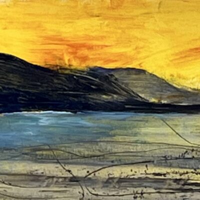 Golden days.    Oil on card