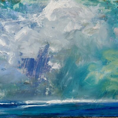 Ocean skies.    Acrylic on card