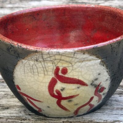 "Dancers" small raku bowl £30