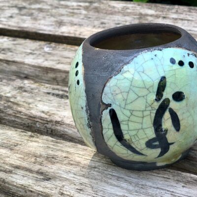 "Dancers" small raku moonjar £30