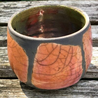 Peach raku pot £35