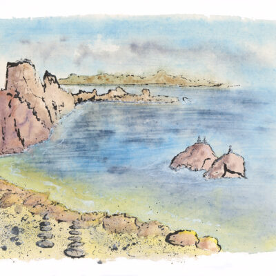 'Deserted Isle' - White Parr Beach, St Agnes, Isles of Scilly. Watercolour. Original and Prints Available.