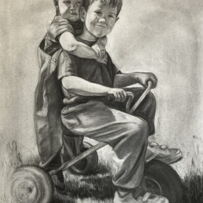  'My Boys' Willow charcoal on Fabriano