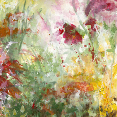Floral Burst,  Mixed media, 51cm x 51 cm, £395.00.