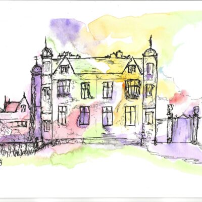 Watercolour and Ink painting of Charlecote Park