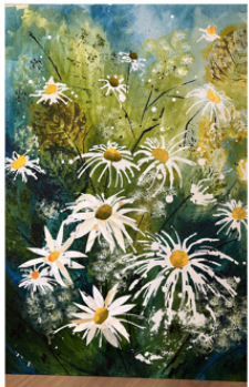 Elizabeth Fletcher 'Towpath Daisies' mixed media