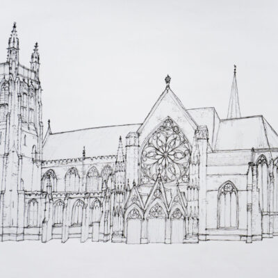 Ink study of All Saints Church