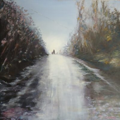 Wet Road Home Oil on Canvas 60 x 60cm