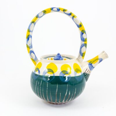 Teapot - high fired slip decorated earthenware